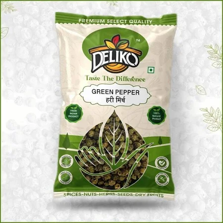 Deliko Taste The Difference Fresh Natural Product Dried Green Peppercorns (Hari Mirchi Dana) Whole Spices 50 G